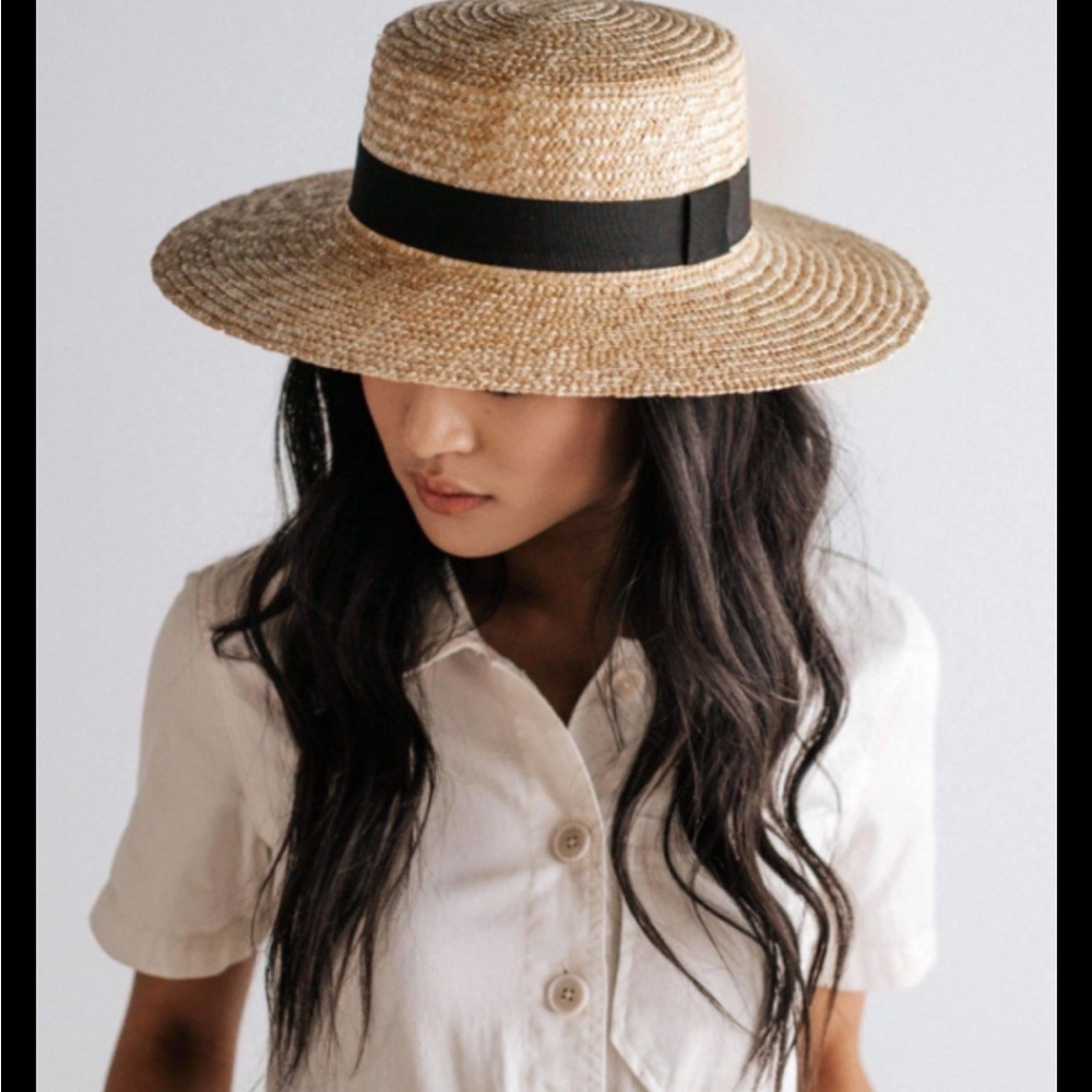GIGI PIP Tan Straw Hat with Black Band